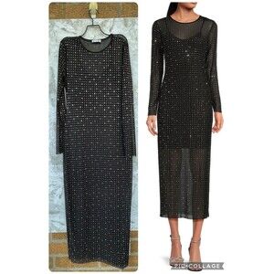 Gianni Bini
Tilly Rhinestone Mesh Crew Neck Long Sleeve Sheath Dress S/M